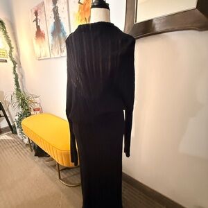 RW&CO Black Pleated Sheer Overlay Dress & Slip 2-Piece Set S